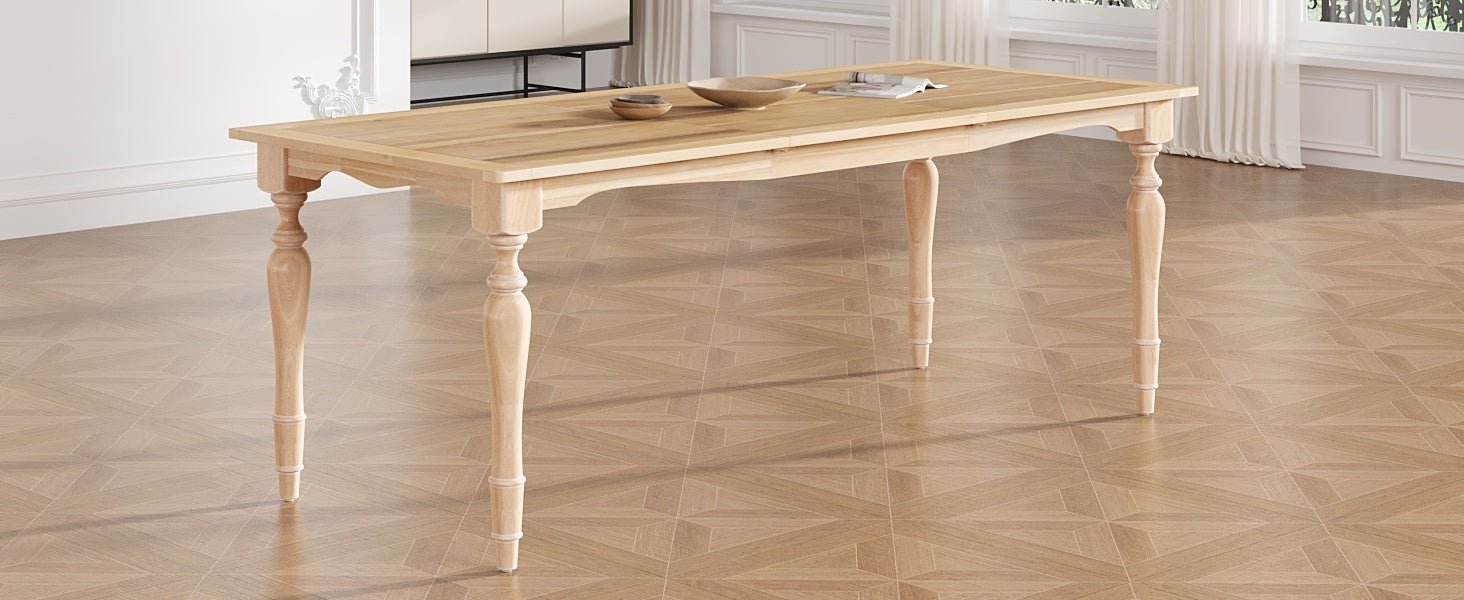 TOPMAX Vintage Traditional 82.7inch Extendable Dining Table with 23.6inch Removable Leaf, Natural - 1st Choice Furniture Direct
