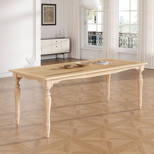 TOPMAX Vintage Traditional 82.7inch Extendable Dining Table with 23.6inch Removable Leaf, Natural - 1st Choice Furniture Direct