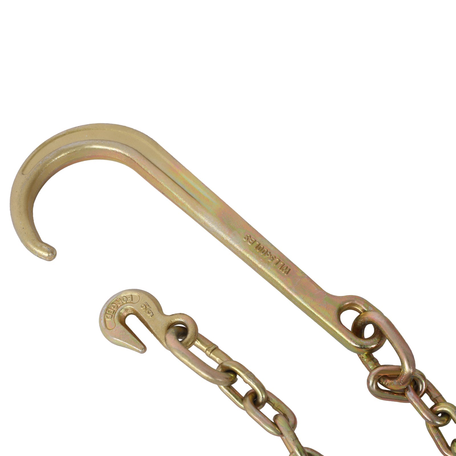 Tow Chain with 15 Inch Forged J Hook and Grab Hook - Grade 70 Chain - 6 Foot - 4,700 Pound Safe Working Load - 1st Choice Furniture Direct