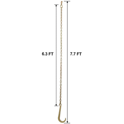 Tow Chain with 15 Inch Forged J Hook and Grab Hook - Grade 70 Chain - 6 Foot - 4,700 Pound Safe Working Load - 1st Choice Furniture Direct