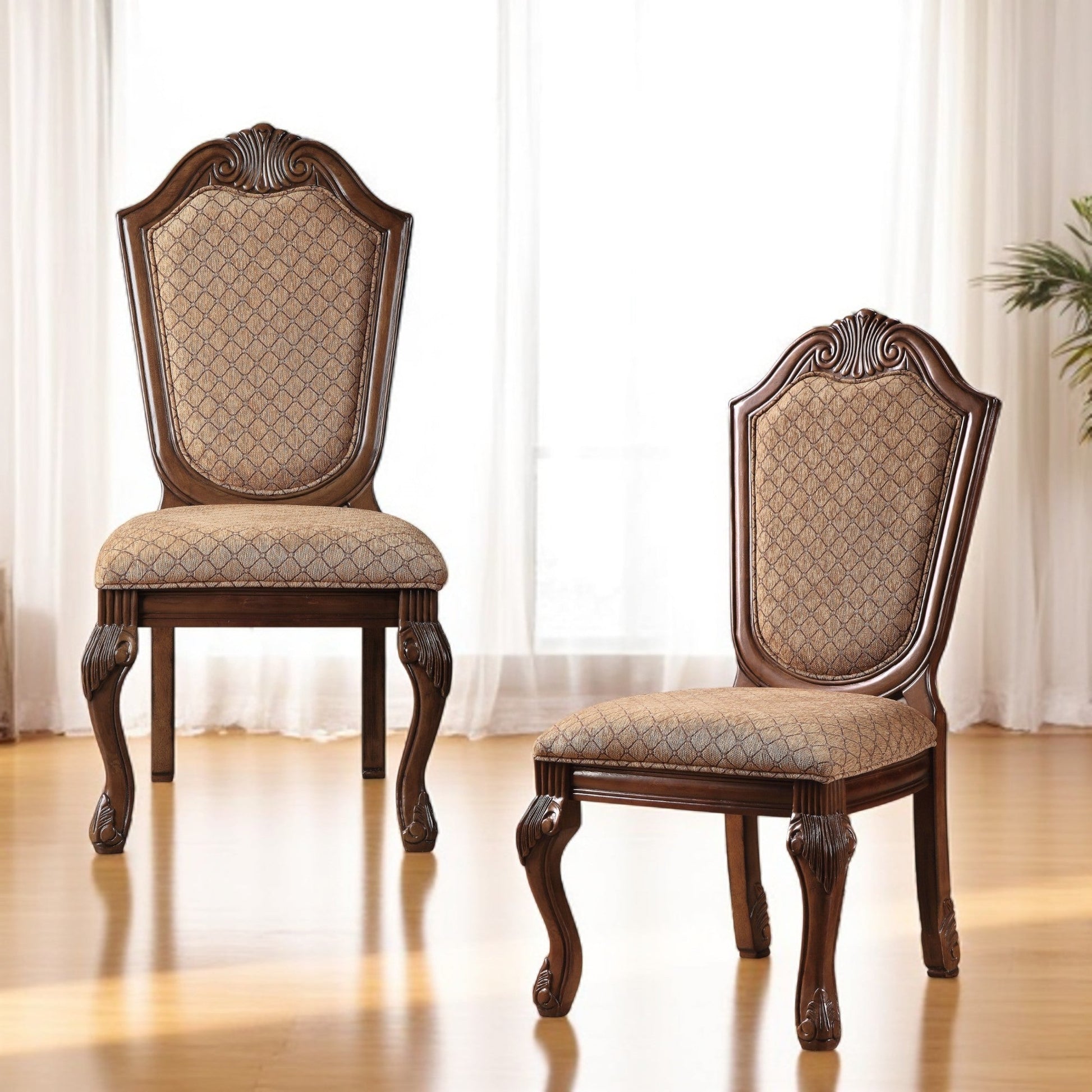 Traditional Cherry Wood Dining Chair with Upholstered Fabric Seat - 1st Choice Furniture Direct