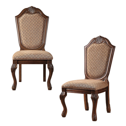 Traditional Cherry Wood Dining Chair with Upholstered Fabric Seat - 1st Choice Furniture Direct