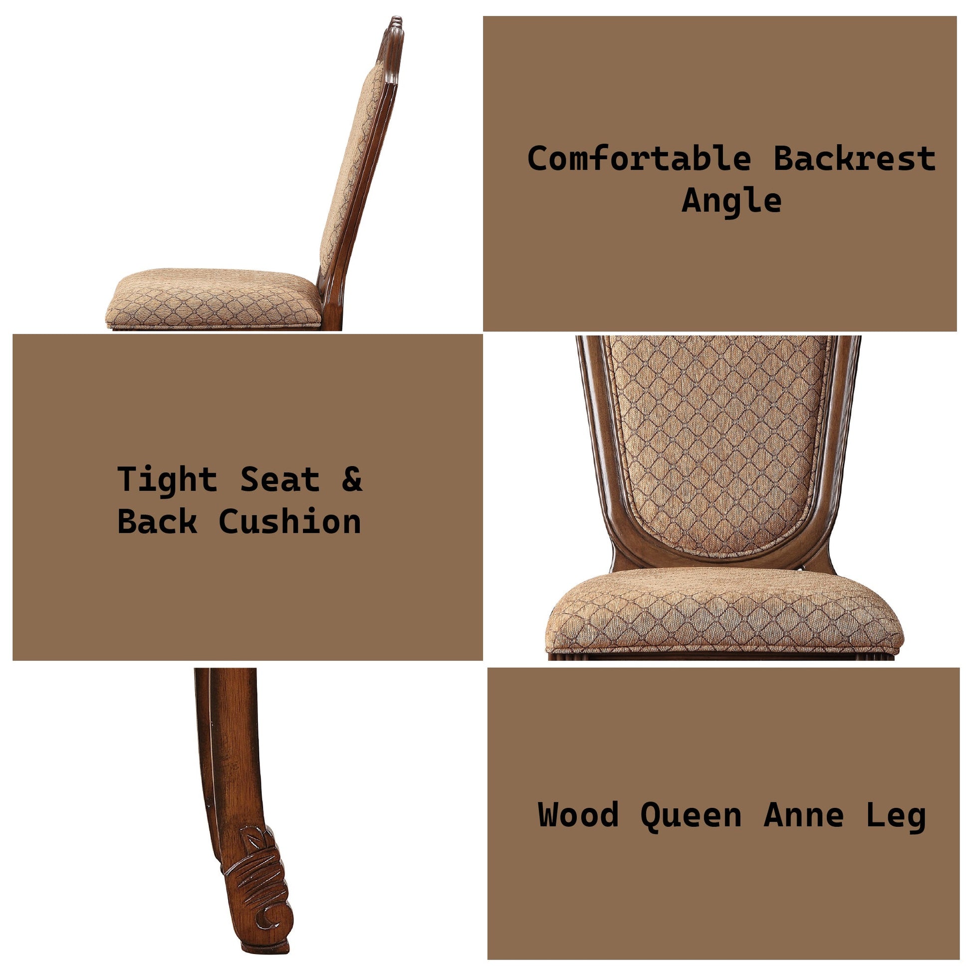 Traditional Cherry Wood Dining Chair with Upholstered Fabric Seat - 1st Choice Furniture Direct