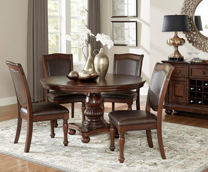 Traditional Dining Table 1pc Brown Cherry Finish Pedestal Base Round Table Dining Room Furniture - 1st Choice Furniture Direct