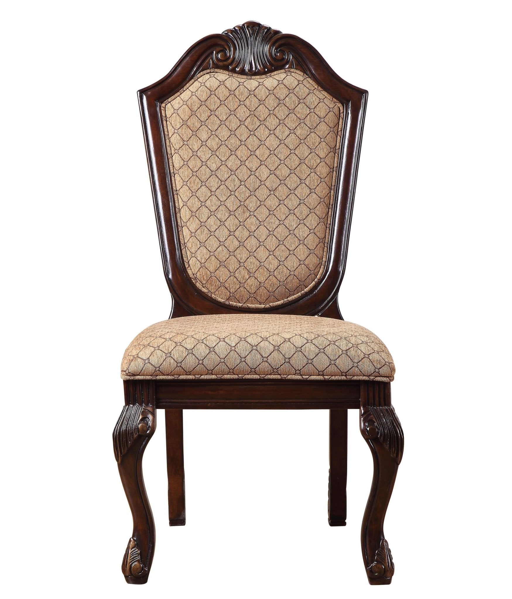 Traditional Espresso Upholstered Dining Chair with Queen Anne Legs - 1st Choice Furniture Direct