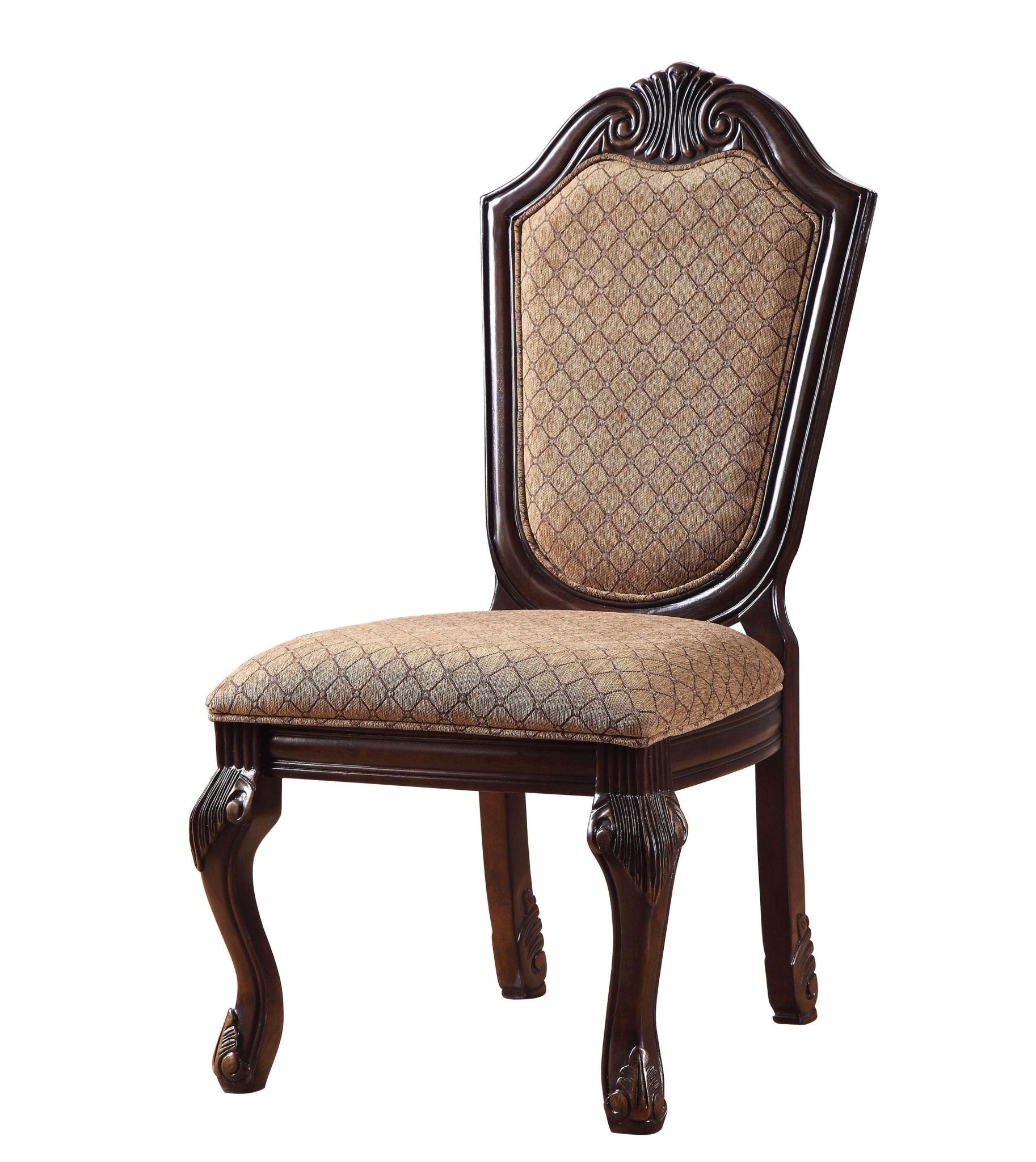 Traditional Espresso Upholstered Dining Chair with Queen Anne Legs - 1st Choice Furniture Direct