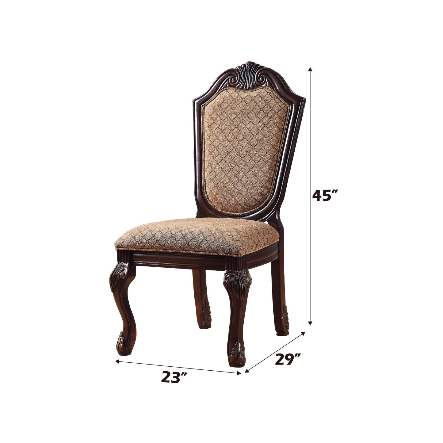 Traditional Espresso Upholstered Dining Chair with Queen Anne Legs - 1st Choice Furniture Direct