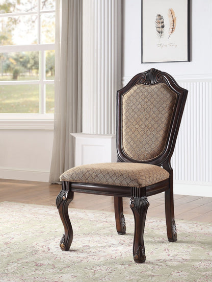 Traditional Espresso Upholstered Dining Chair with Queen Anne Legs - 1st Choice Furniture Direct