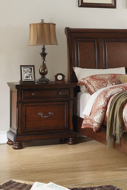 Traditional Formal Look Cherry Finish 1pc Nightstand Storage Space Bedside Table Plywood Veneer Bedroom Furniture - 1st Choice Furniture Direct