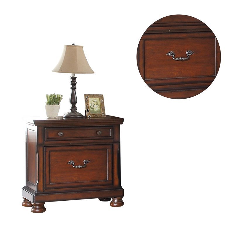 Traditional Formal Look Cherry Finish 1pc Nightstand Storage Space Bedside Table Plywood Veneer Bedroom Furniture - 1st Choice Furniture Direct