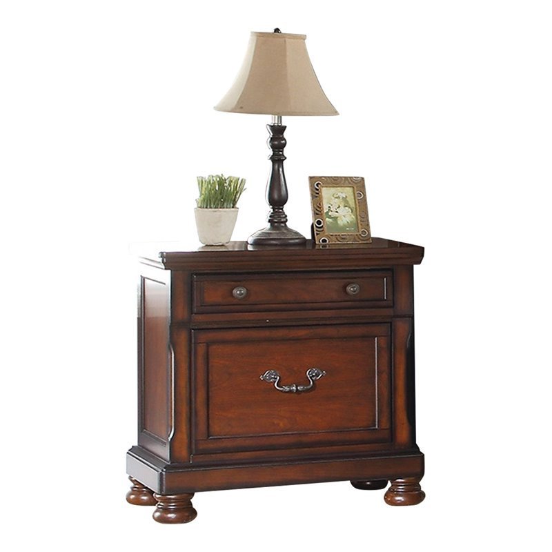 Traditional Formal Look Cherry Finish 1pc Nightstand Storage Space Bedside Table Plywood Veneer Bedroom Furniture - 1st Choice Furniture Direct