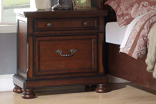 Traditional Formal Look Cherry Finish 1pc Nightstand Storage Space Bedside Table Plywood Veneer Bedroom Furniture - 1st Choice Furniture Direct