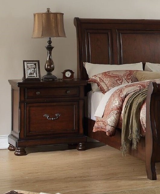 Traditional Formal Look Cherry Finish 1pc Nightstand Storage Space Bedside Table Plywood Veneer Bedroom Furniture - 1st Choice Furniture Direct