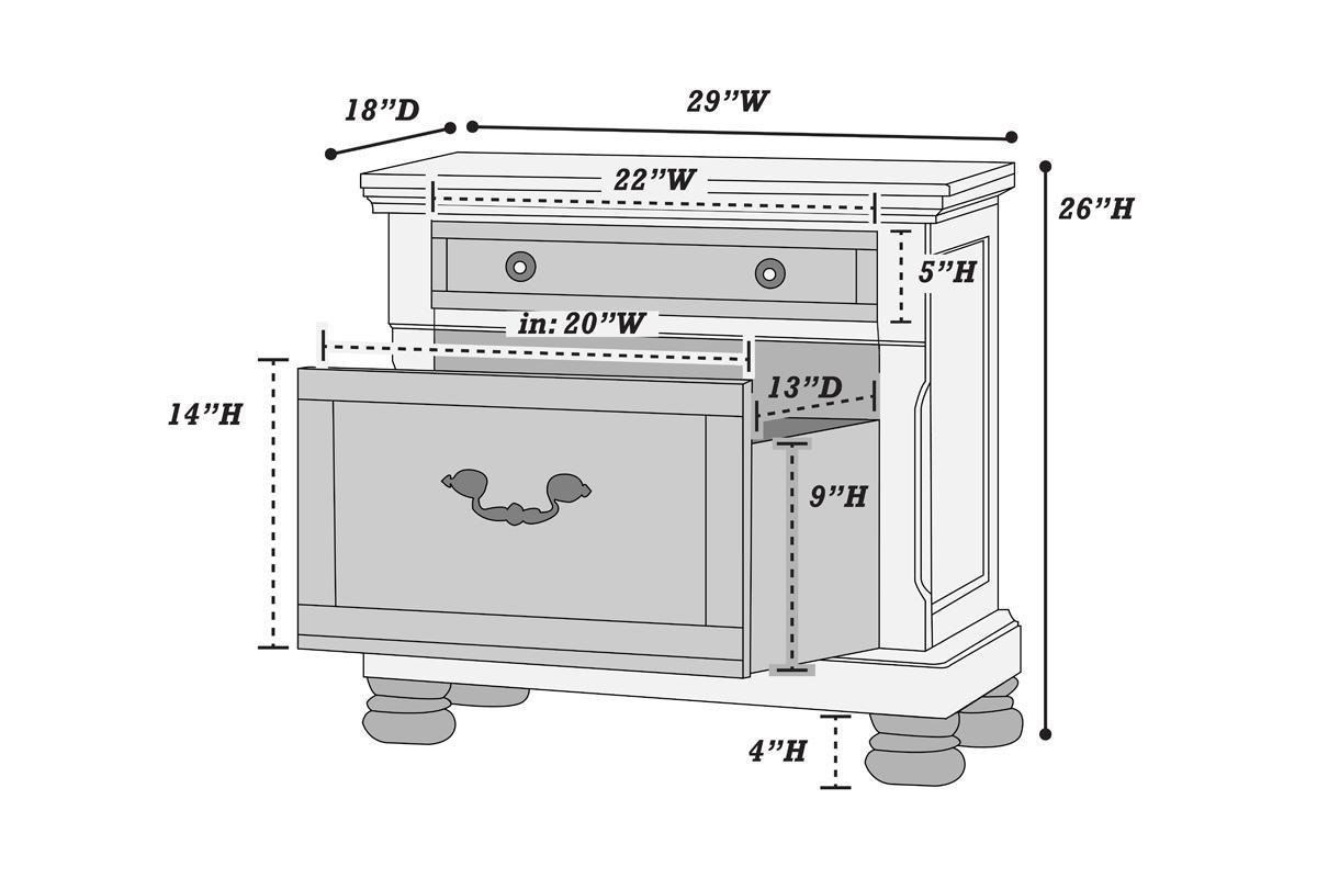 Traditional Formal Look Cherry Finish 1pc Nightstand Storage Space Bedside Table Plywood Veneer Bedroom Furniture - 1st Choice Furniture Direct