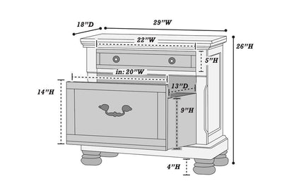 Traditional Formal Look Cherry Finish 1pc Nightstand Storage Space Bedside Table Plywood Veneer Bedroom Furniture - 1st Choice Furniture Direct