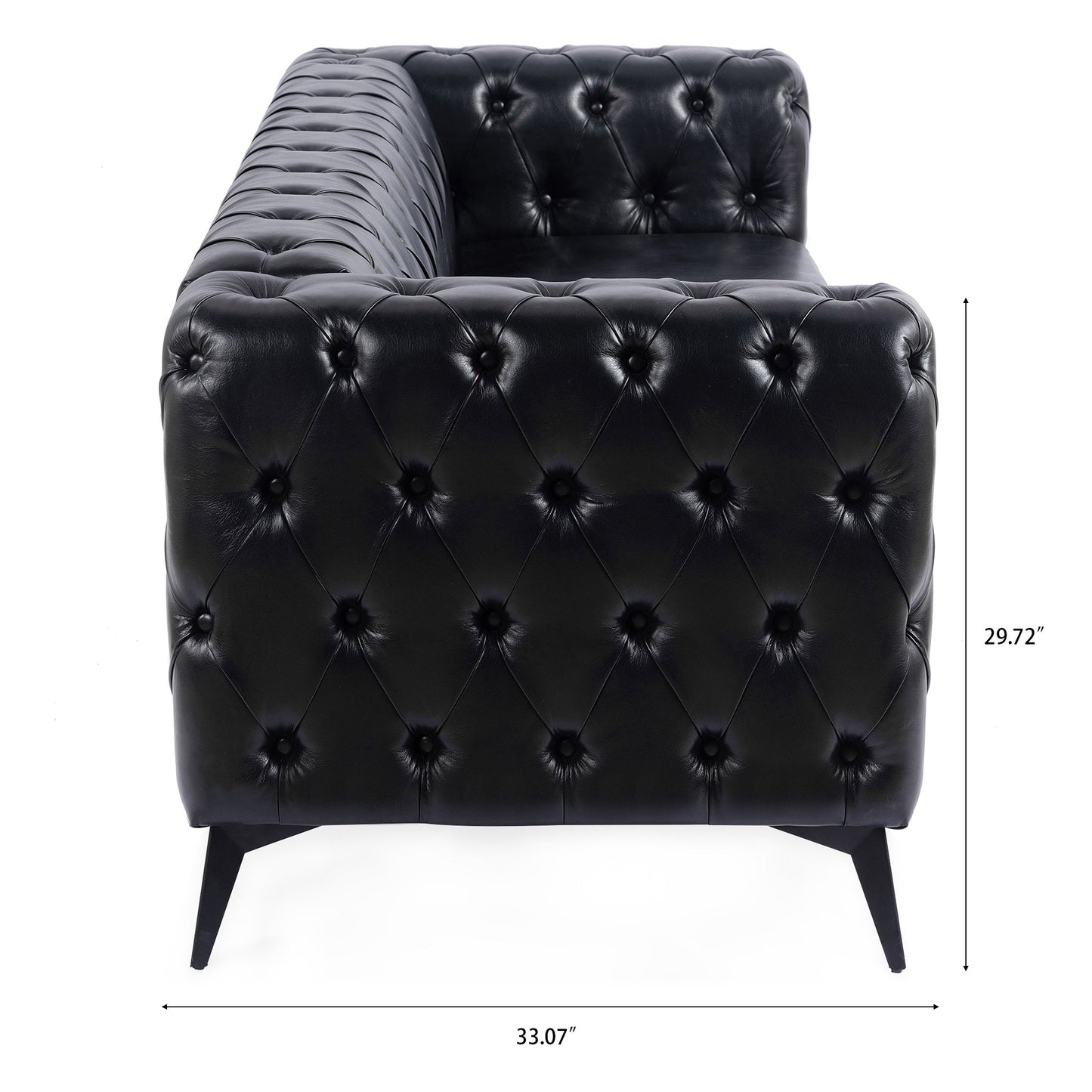 Traditional Square Arm Sofa with Removable Cushions in Black PU, 84.06 Inch Width - 1st Choice Furniture Direct