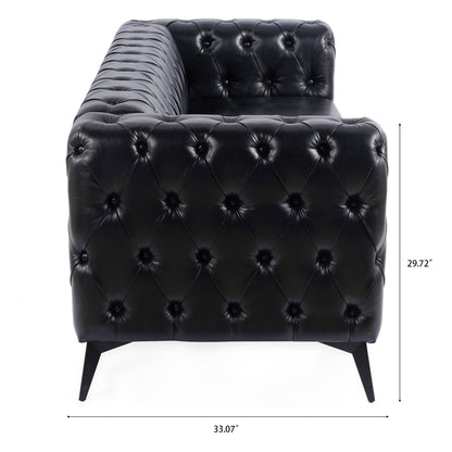 Traditional Square Arm Sofa with Removable Cushions in Black PU, 84.06 Inch Width - 1st Choice Furniture Direct