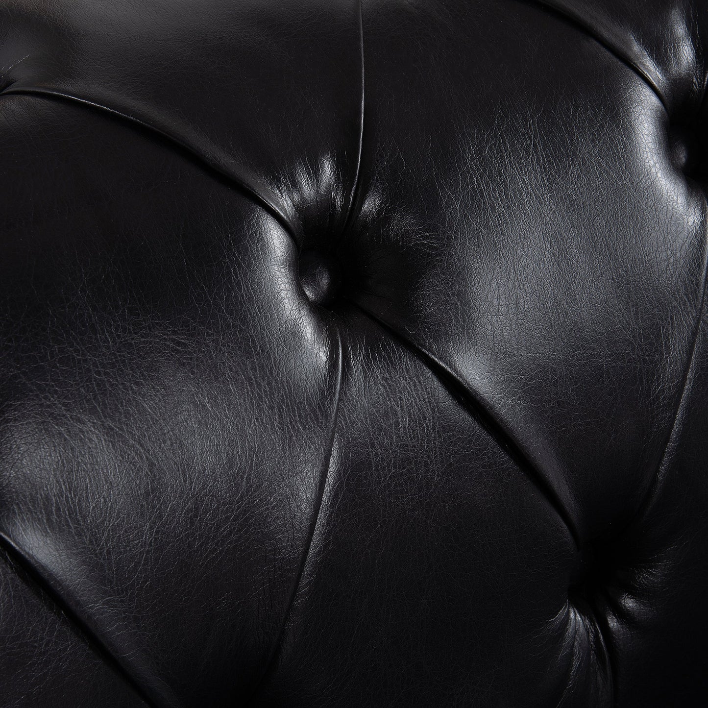 Traditional Square Arm Sofa with Removable Cushions in Black PU, 84.06 Inch Width - 1st Choice Furniture Direct