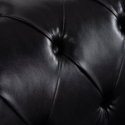 Traditional Square Arm Sofa with Removable Cushions in Black PU, 84.06 Inch Width - 1st Choice Furniture Direct