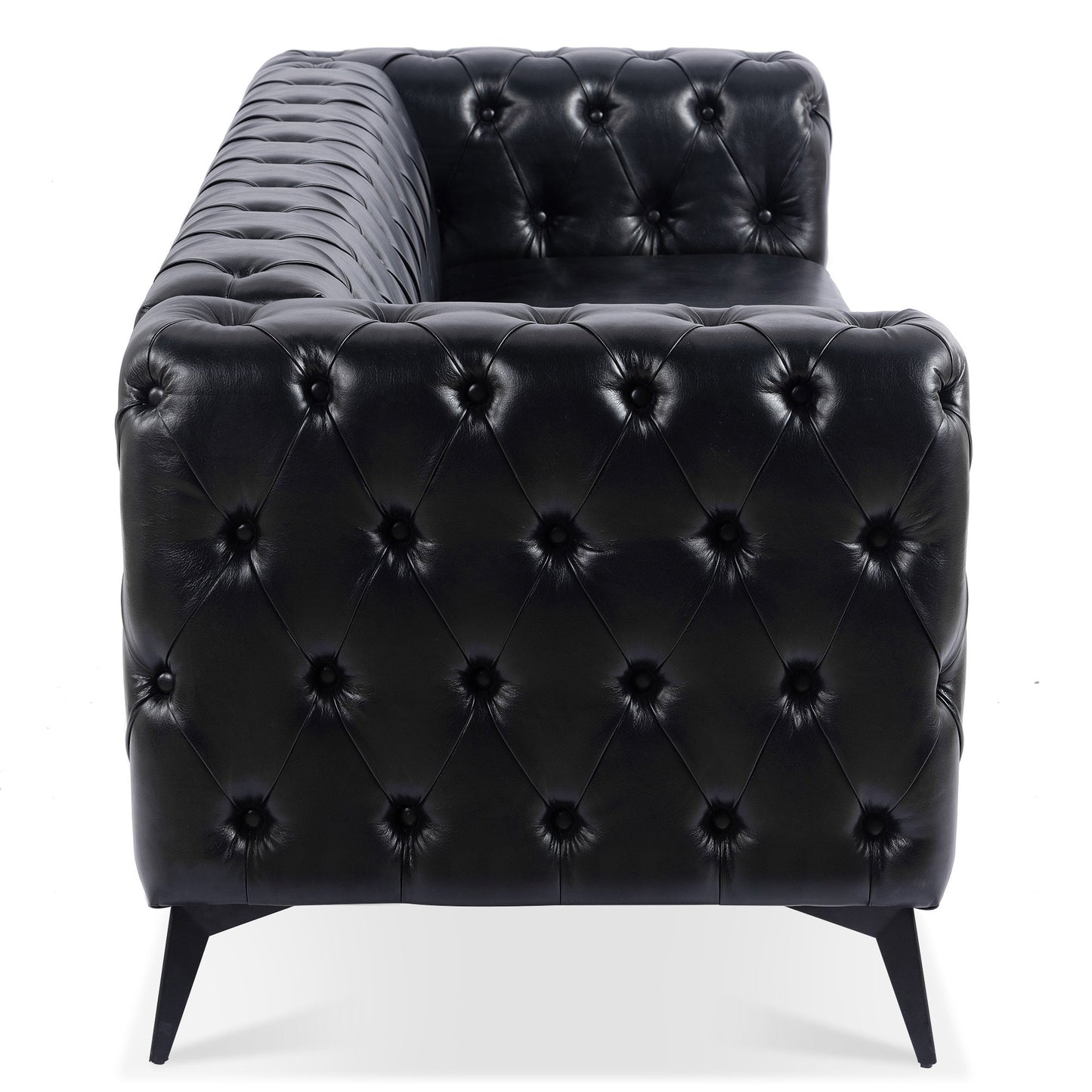 Traditional Square Arm Sofa with Removable Cushions in Black PU, 84.06 Inch Width - 1st Choice Furniture Direct