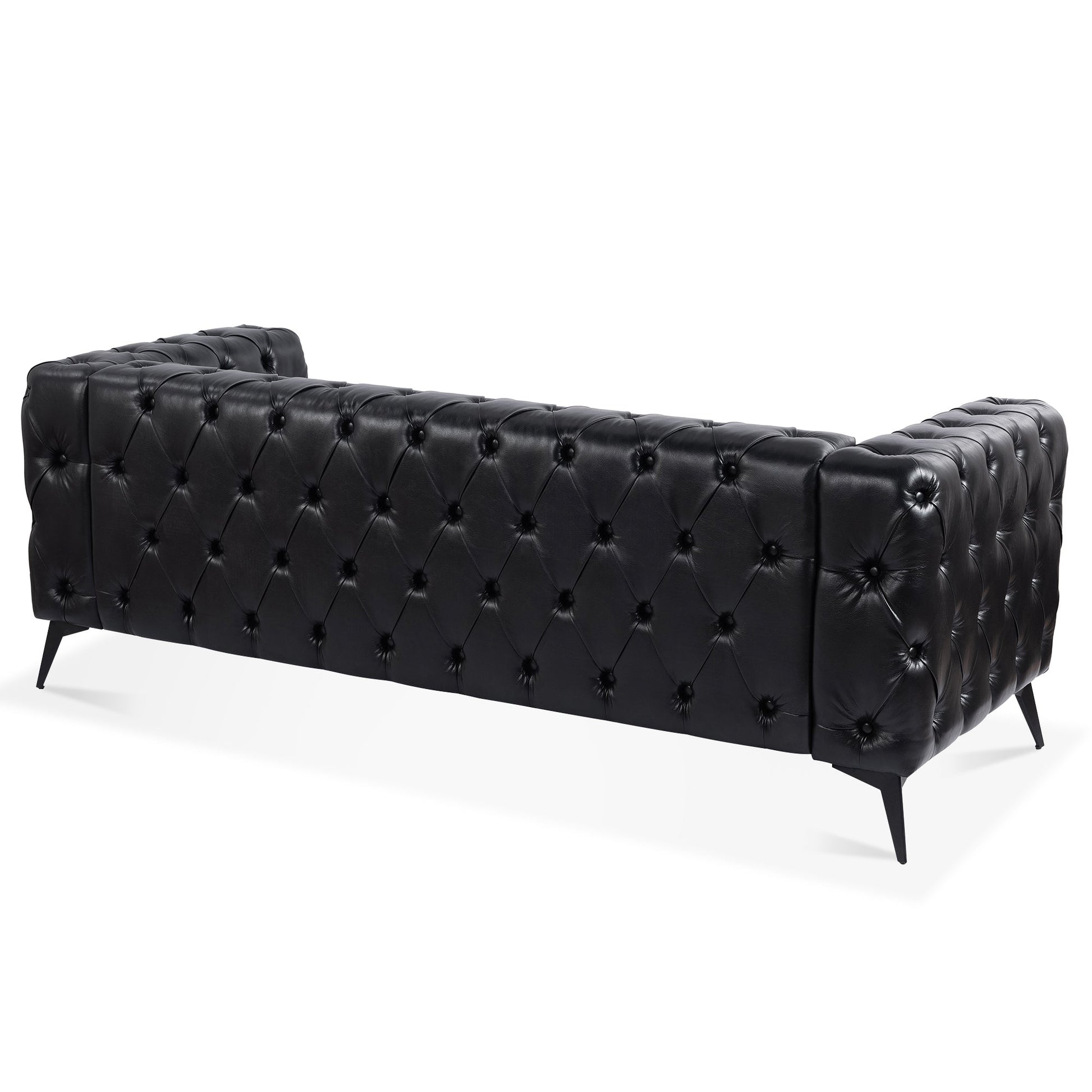 Traditional Square Arm Sofa with Removable Cushions in Black PU, 84.06 Inch Width - 1st Choice Furniture Direct