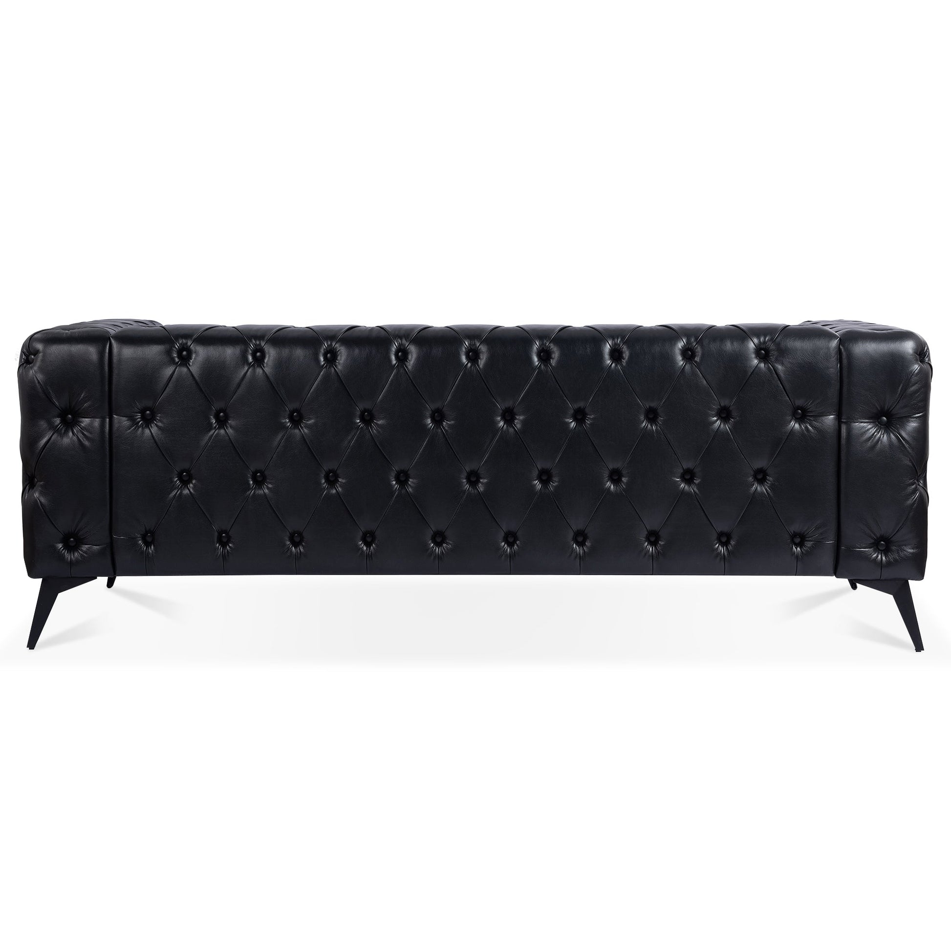 Traditional Square Arm Sofa with Removable Cushions in Black PU, 84.06 Inch Width - 1st Choice Furniture Direct