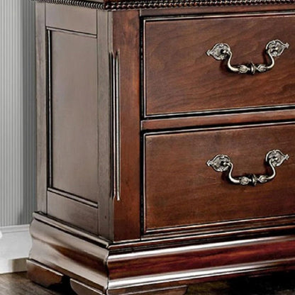 Traditional Style Cherry 1pc Nightstand Only Solid wood 2 - Drawers Hidden Top Drawer Intricate Accents Bedside Table Bedroom - 1st Choice Furniture Direct
