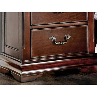 Traditional Style Cherry 1pc Nightstand Only Solid wood 2 - Drawers Hidden Top Drawer Intricate Accents Bedside Table Bedroom - 1st Choice Furniture Direct