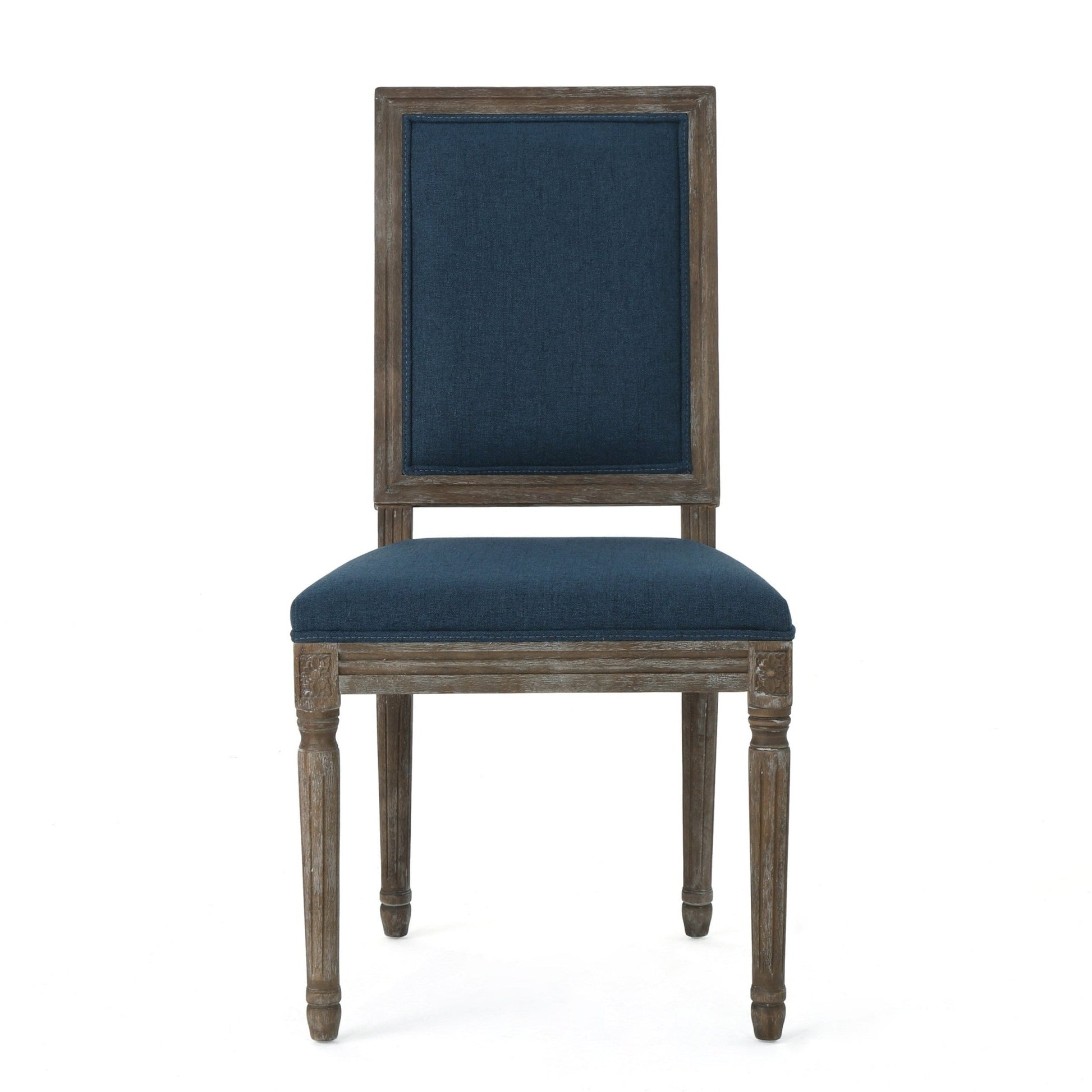 Traditional Style Dining Chair Set of 2 with Fabric Upholstery in Navy Blue - 1st Choice Furniture Direct