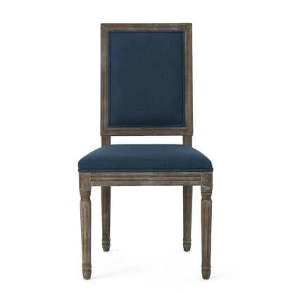 Traditional Style Dining Chair Set of 2 with Fabric Upholstery in Navy Blue - 1st Choice Furniture Direct