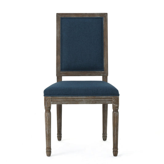 Traditional Style Dining Chair Set of 2 with Fabric Upholstery in Navy Blue - 1st Choice Furniture Direct