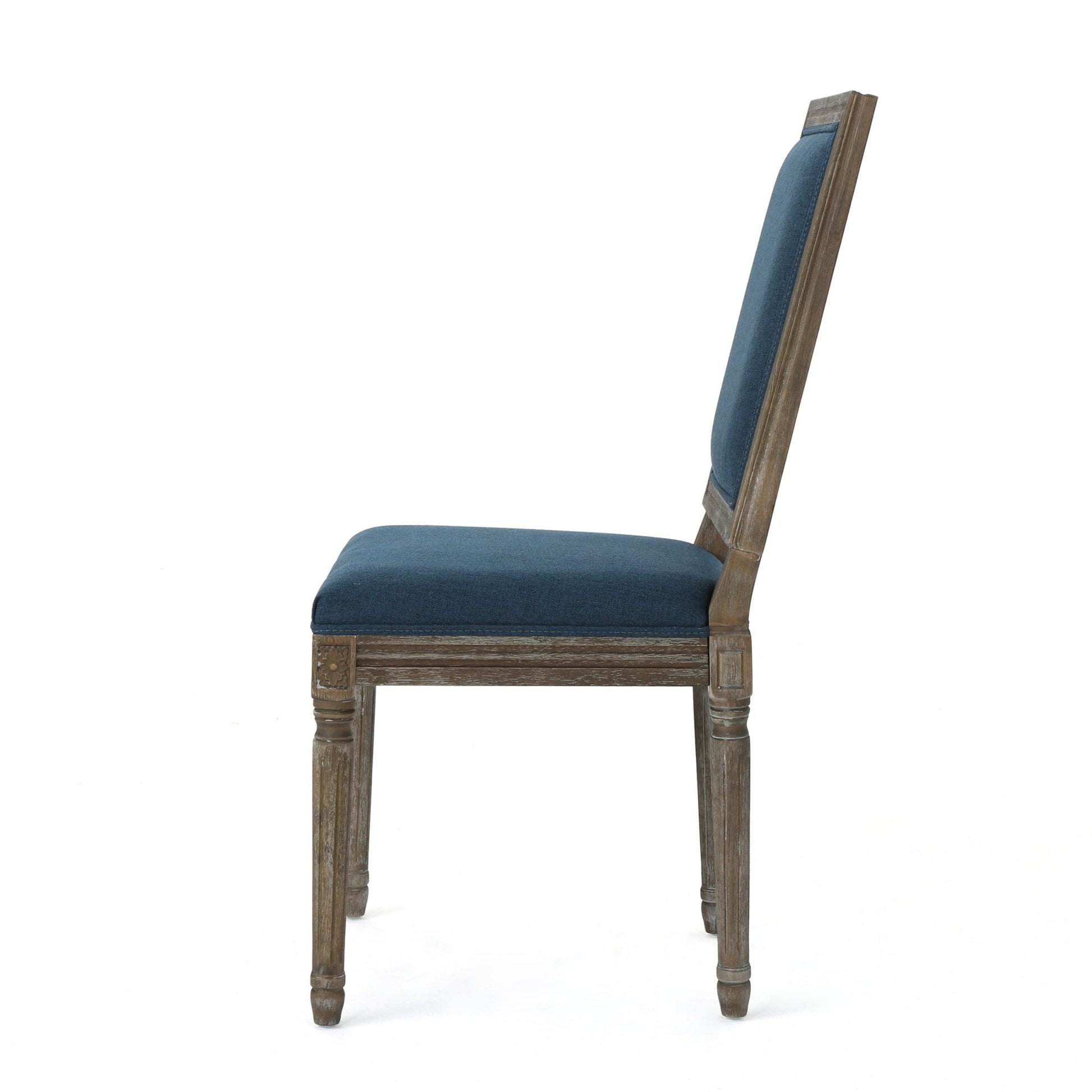 Traditional Style Dining Chair Set of 2 with Fabric Upholstery in Navy Blue - 1st Choice Furniture Direct