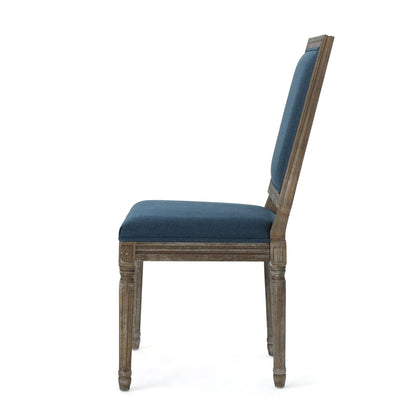 Traditional Style Dining Chair Set of 2 with Fabric Upholstery in Navy Blue - 1st Choice Furniture Direct
