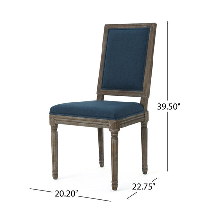 Traditional Style Dining Chair Set of 2 with Fabric Upholstery in Navy Blue - 1st Choice Furniture Direct