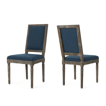 Traditional Style Dining Chair Set of 2 with Fabric Upholstery in Navy Blue - 1st Choice Furniture Direct