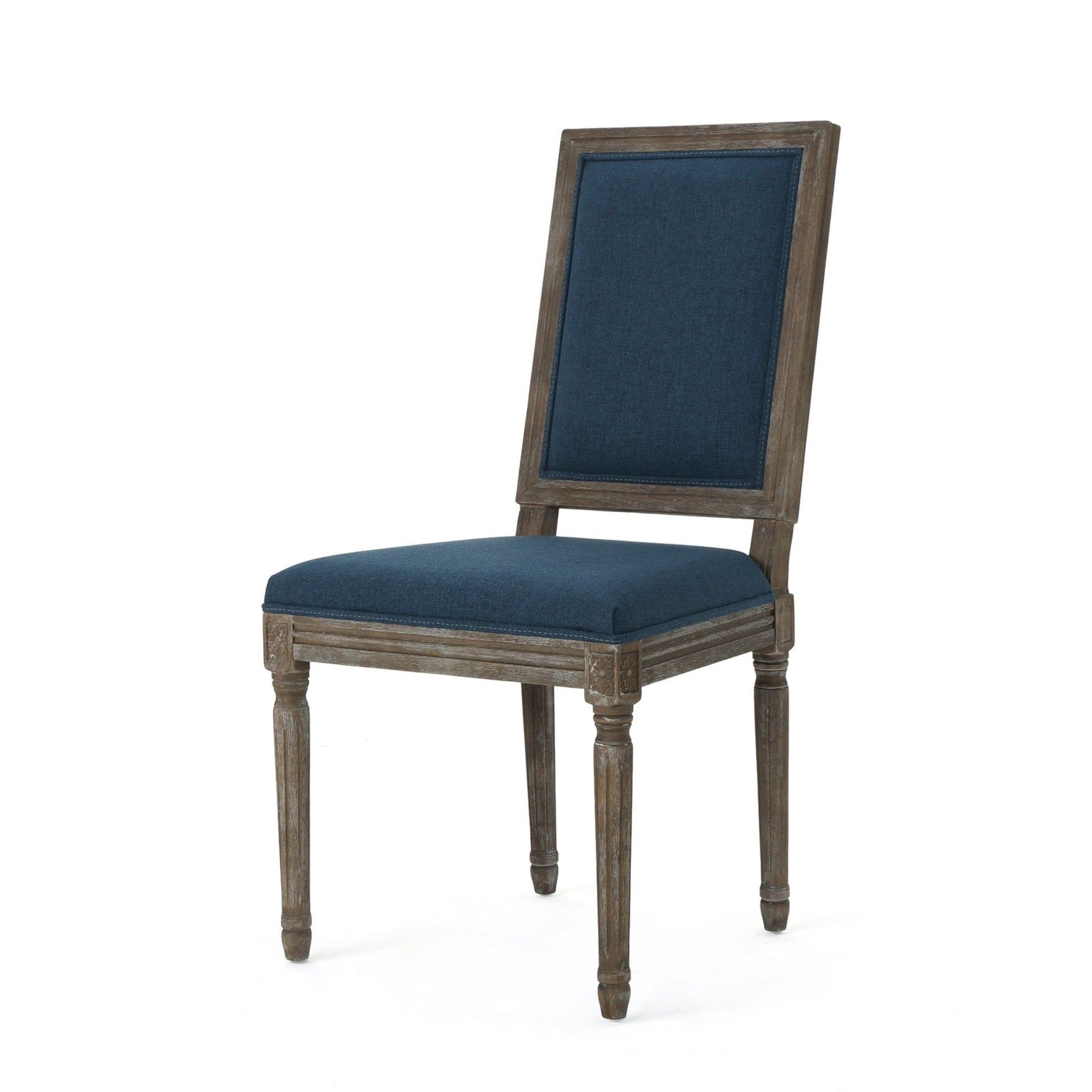 Traditional Style Dining Chair Set of 2 with Fabric Upholstery in Navy Blue - 1st Choice Furniture Direct