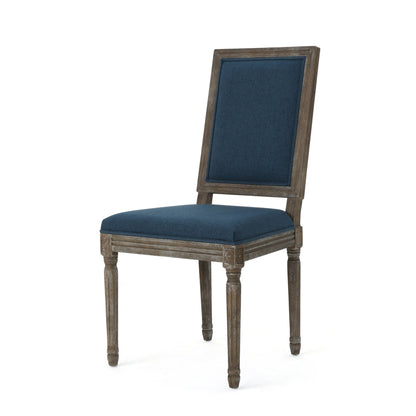 Traditional Style Dining Chair Set of 2 with Fabric Upholstery in Navy Blue - 1st Choice Furniture Direct