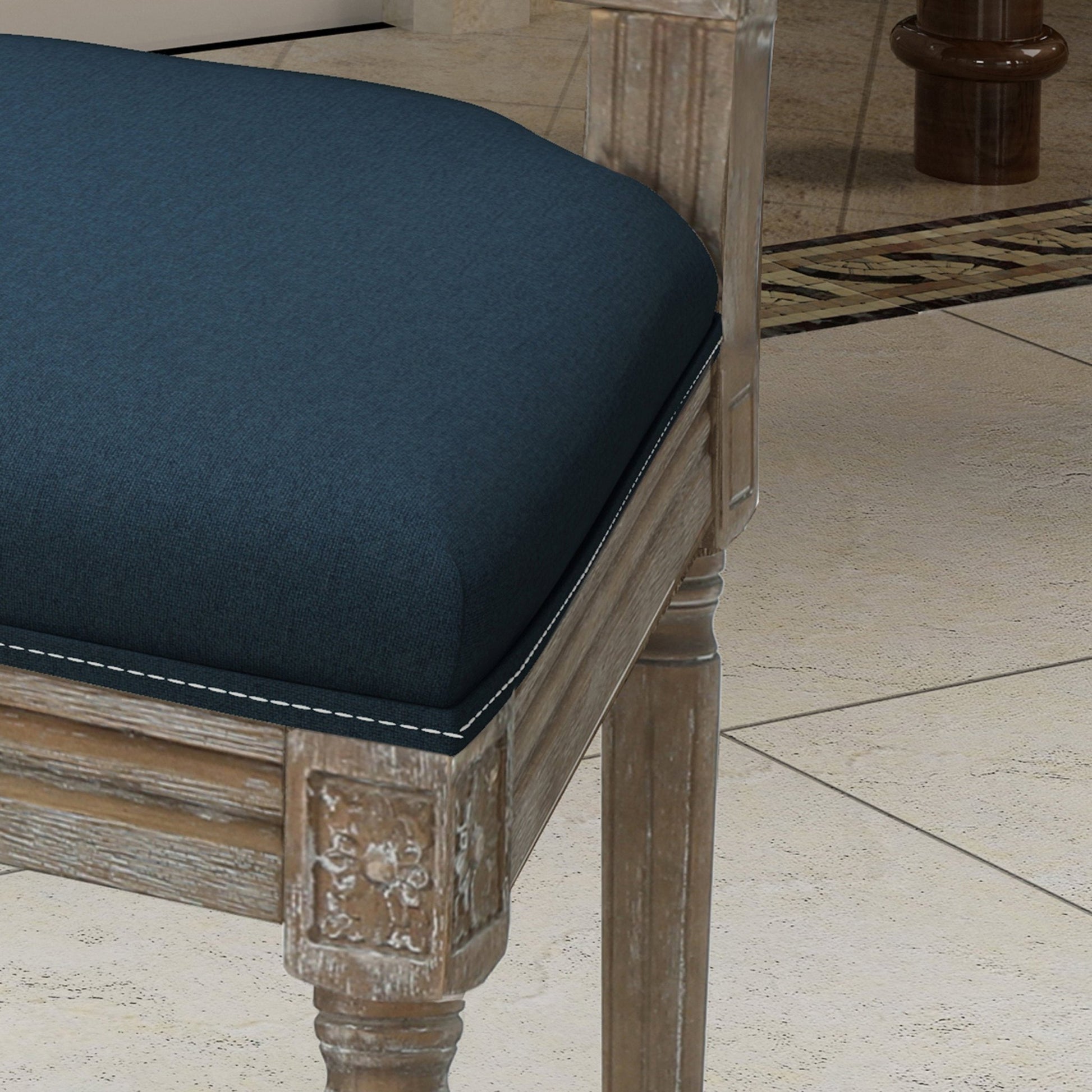 Traditional Style Dining Chair Set of 2 with Fabric Upholstery in Navy Blue - 1st Choice Furniture Direct