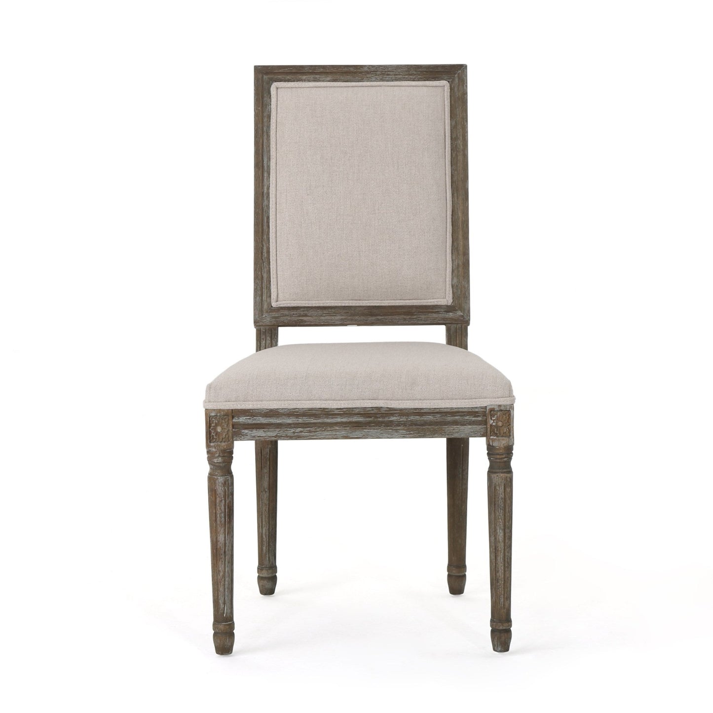 Traditional Style Dining Chair with Modern Color Accent in Wheat Fabric and Rubberwood - 1st Choice Furniture Direct