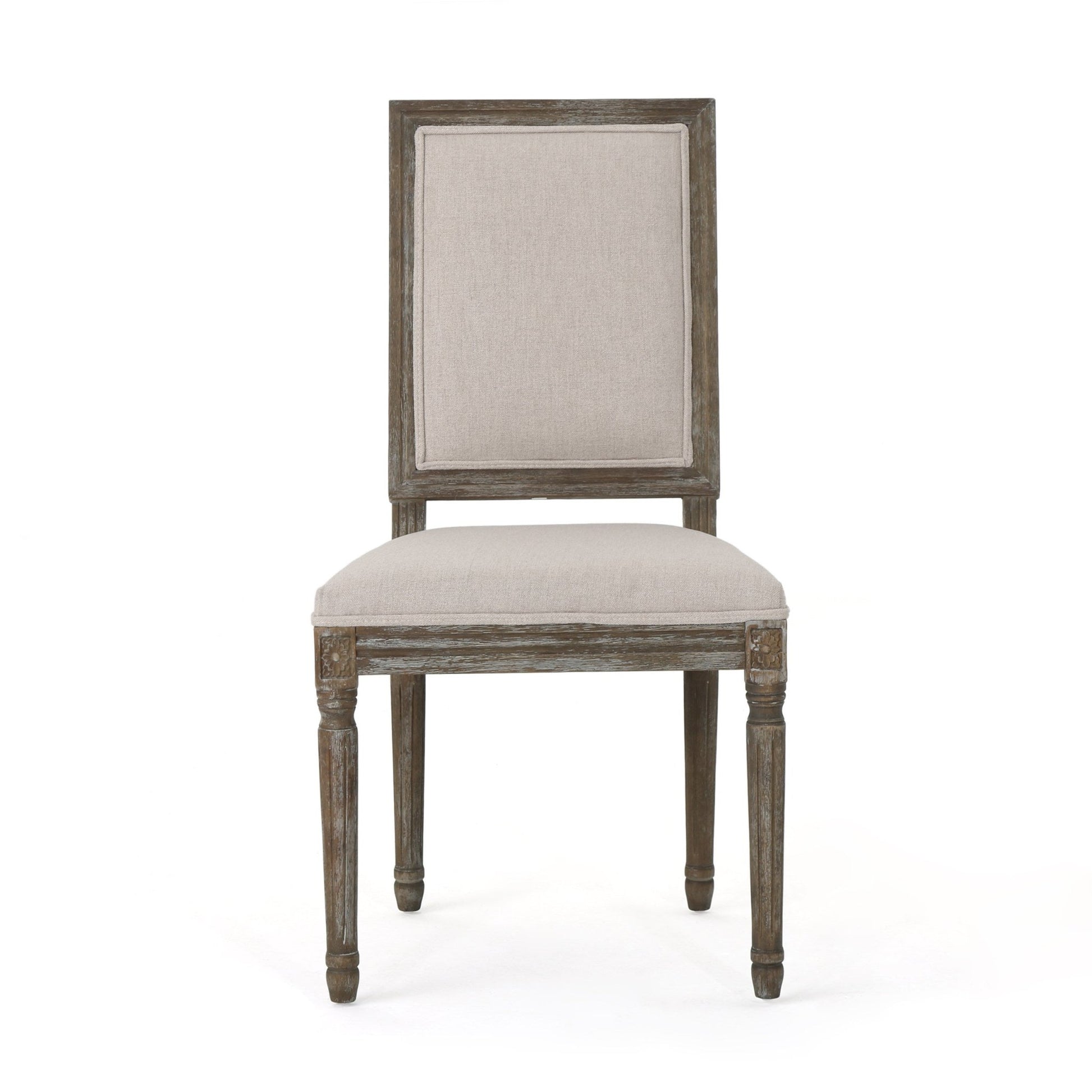 Traditional Style Dining Chair with Modern Color Accent in Wheat Fabric and Rubberwood - 1st Choice Furniture Direct