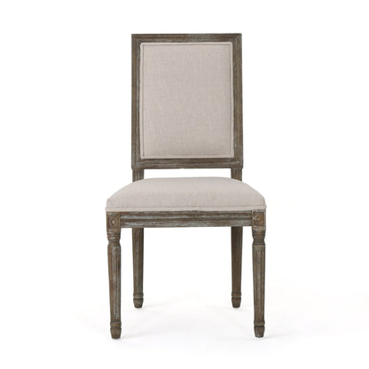 Traditional Style Dining Chair with Modern Color Accent in Wheat Fabric and Rubberwood - 1st Choice Furniture Direct