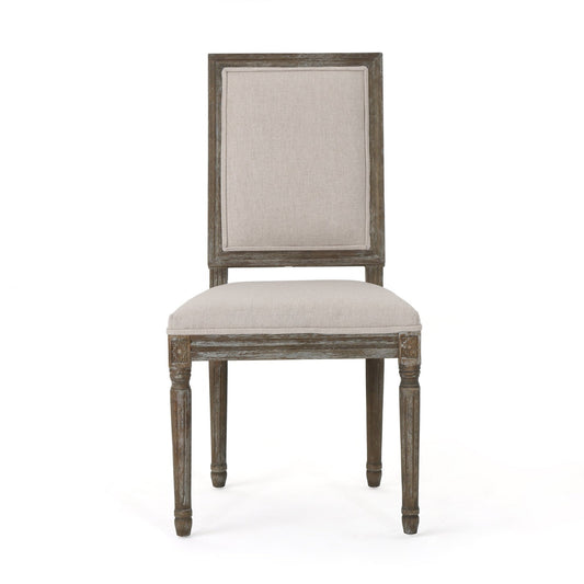 Traditional Style Dining Chair with Modern Color Accent in Wheat Fabric and Rubberwood - 1st Choice Furniture Direct