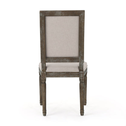 Traditional Style Dining Chair with Modern Color Accent in Wheat Fabric and Rubberwood - 1st Choice Furniture Direct