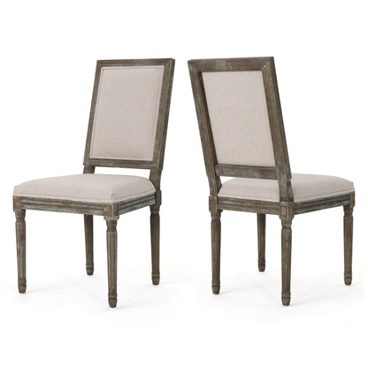 Traditional Style Dining Chair with Modern Color Accent in Wheat Fabric and Rubberwood - 1st Choice Furniture Direct