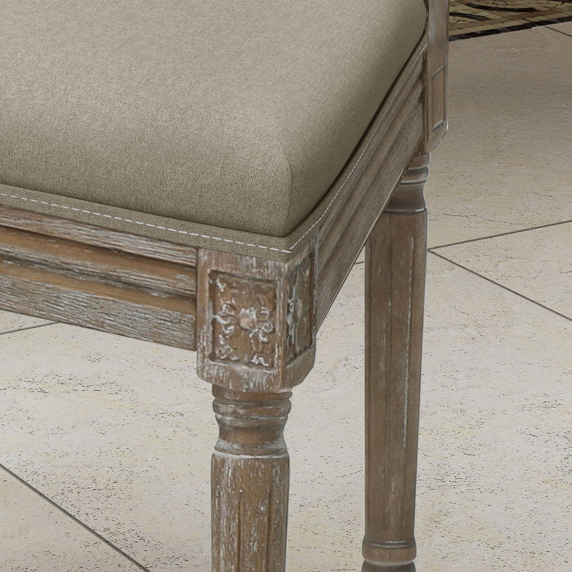 Traditional Style Dining Chair with Modern Color Accent in Wheat Fabric and Rubberwood - 1st Choice Furniture Direct