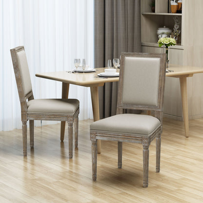 Traditional Style Dining Chair with Modern Color Accent in Wheat Fabric and Rubberwood - 1st Choice Furniture Direct