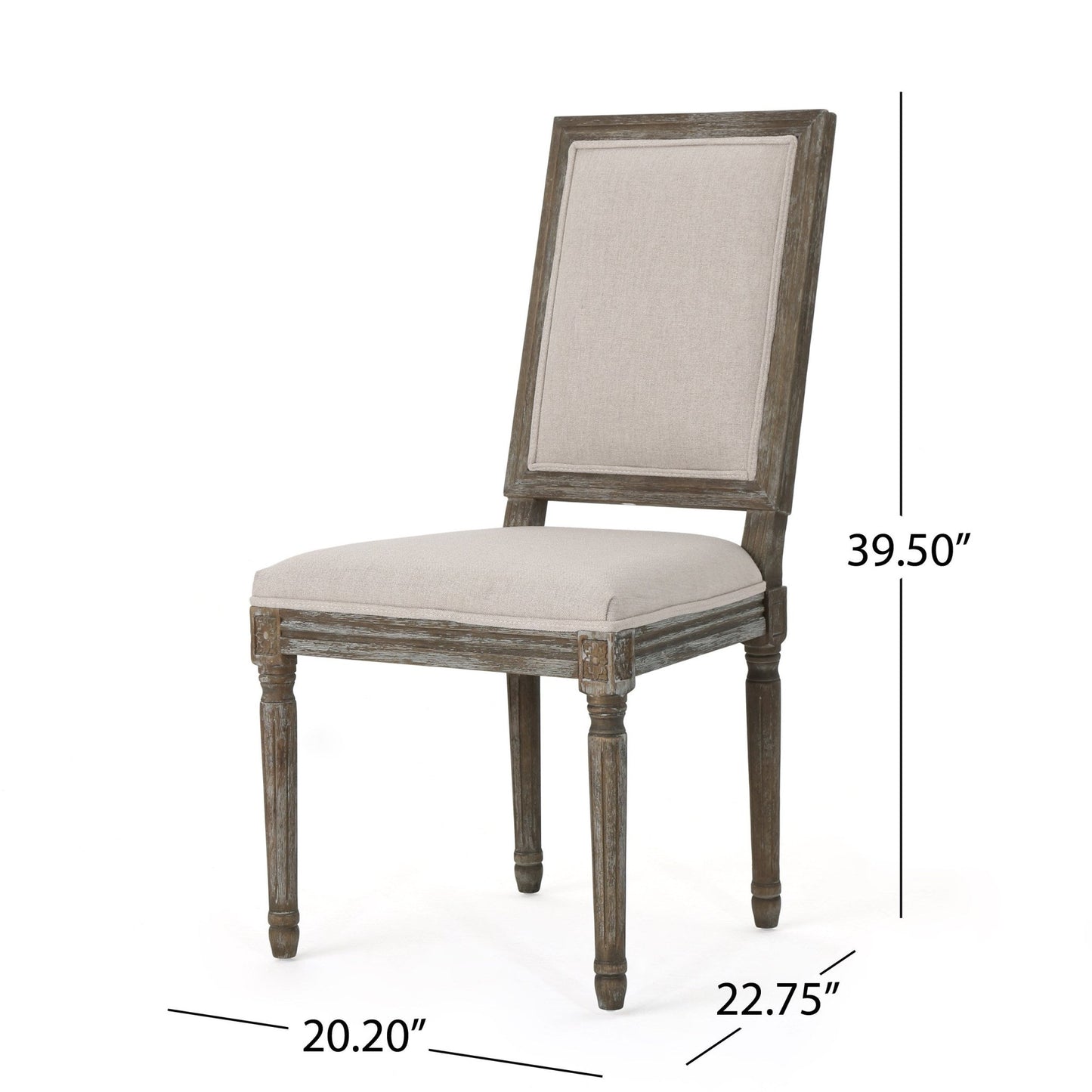 Traditional Style Dining Chair with Modern Color Accent in Wheat Fabric and Rubberwood - 1st Choice Furniture Direct