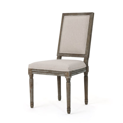 Traditional Style Dining Chair with Modern Color Accent in Wheat Fabric and Rubberwood - 1st Choice Furniture Direct