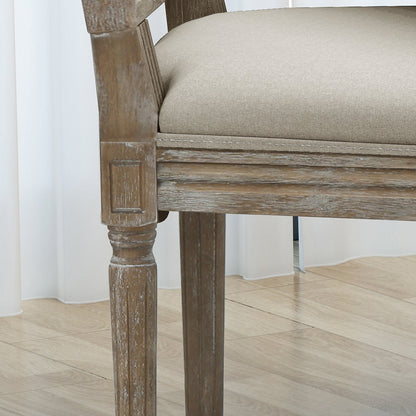 Traditional Style Dining Chair with Modern Color Accent in Wheat Fabric and Rubberwood - 1st Choice Furniture Direct