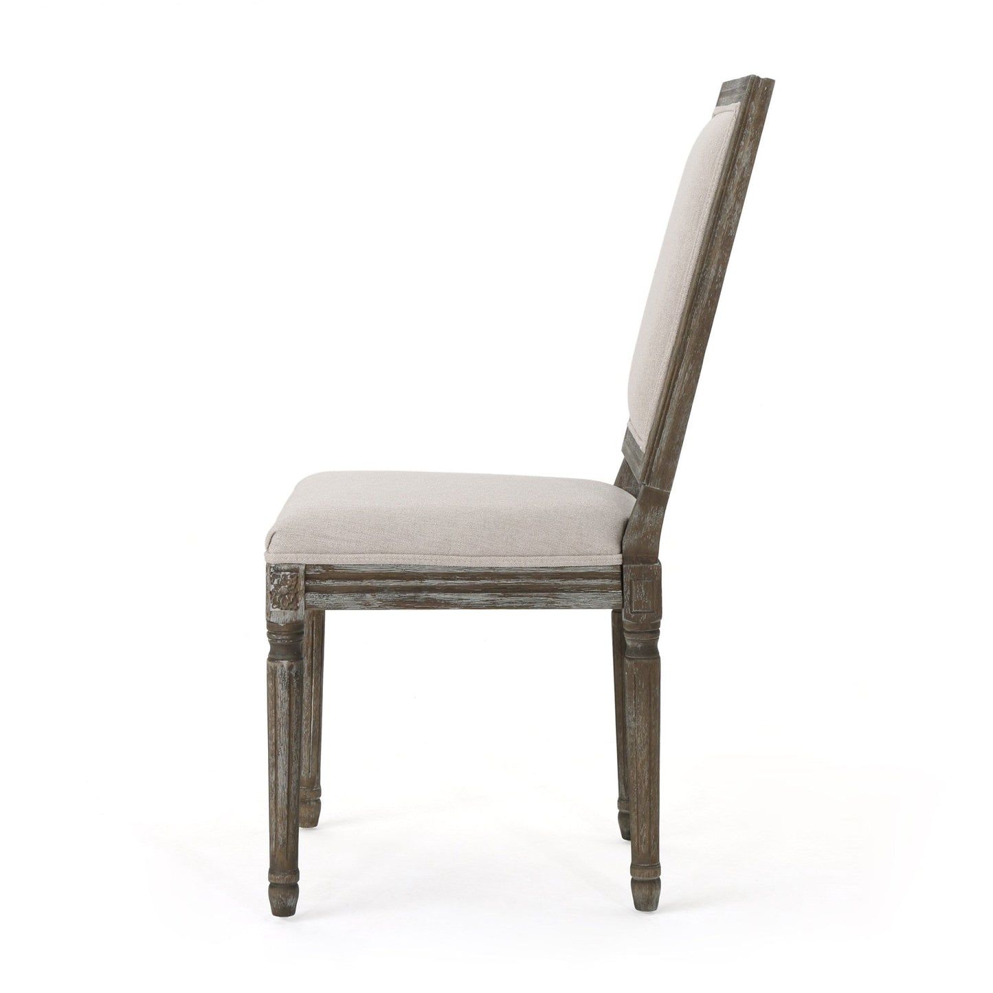 Traditional Style Dining Chair with Modern Color Accent in Wheat Fabric and Rubberwood - 1st Choice Furniture Direct